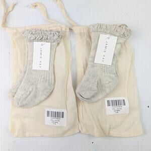 Jamie Kay 2 Pair Frilly Knee Socks 0-3 Months - Oatmeal